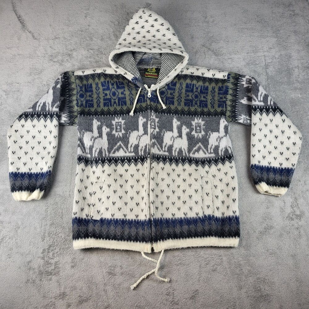 Tejidos Ruminahui Alpaca Wool Hooded Zip up Jacket S